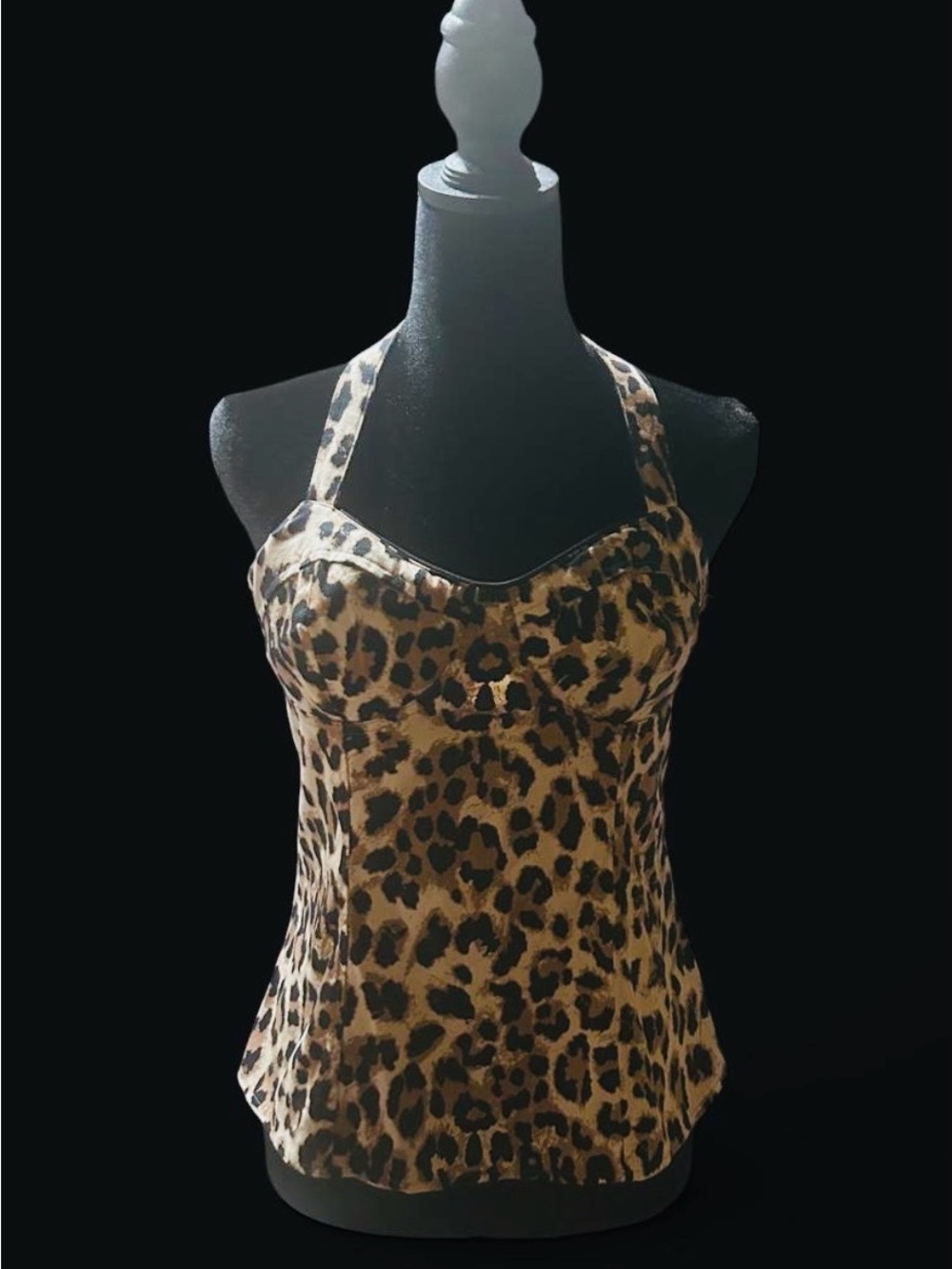 Y2K Guess Leopard Print Halter Cami Top